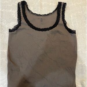 Brandy Melville grey and black lace tank top OS NWOT